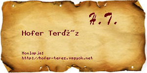 Hofer Teréz névjegykártya